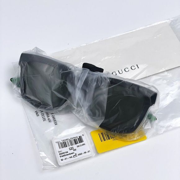 NEW GUCCI GG0001SN 002 Black Green Grey Square Unisex Sunglasses - Picture 14 of 14